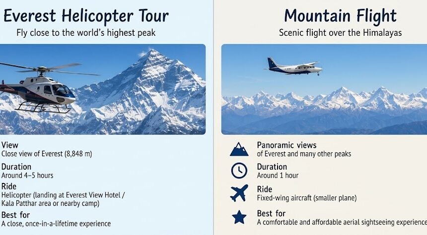 Everest Helicopter Tour vs Mountain Flight: Which Should You Choose?