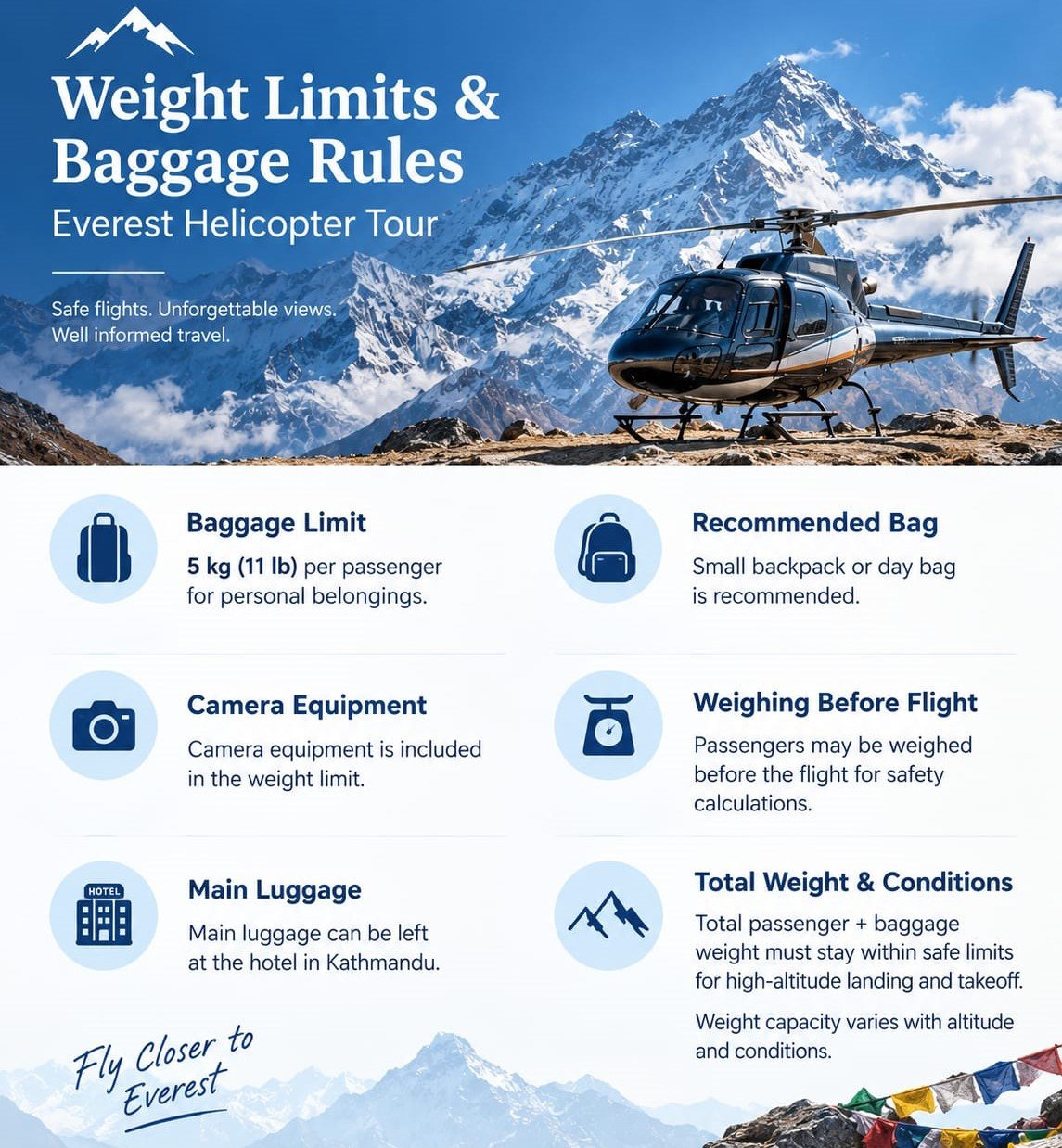 Weight Limits and Baggage Rules on the Everest Helicopter Tour